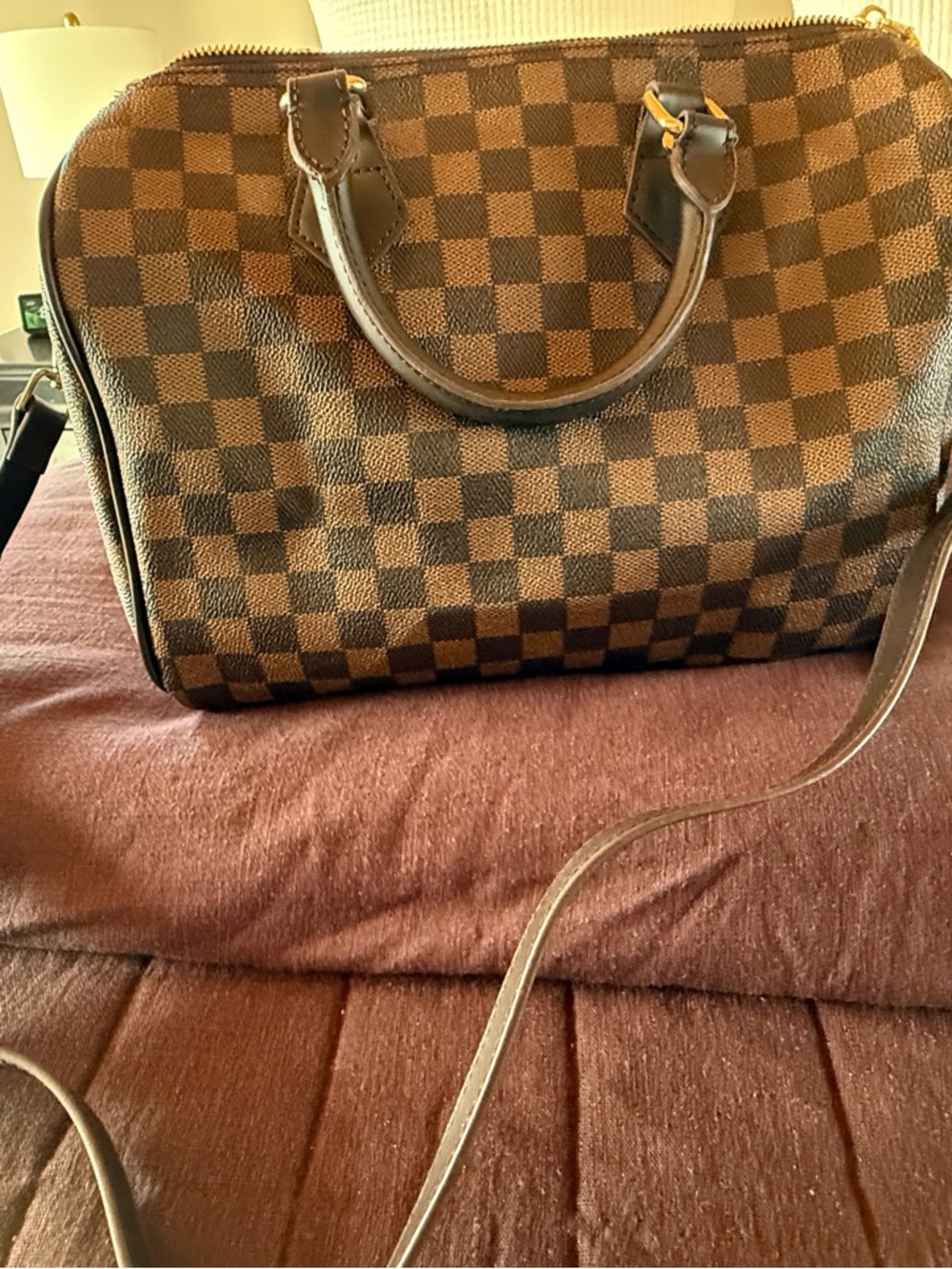 Classic Brown Check Satchel Bag - Women